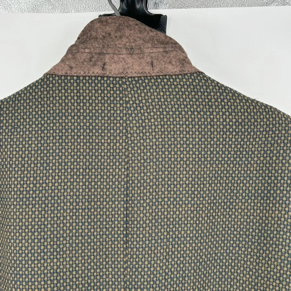 Mens Vtg Blazer Brown Olive Wool Micro Pattern Italian‎ Sport Coat 50L Galliani